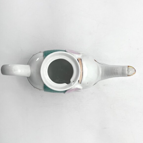 Vintage Elephant Porcelain Ceramic Teapot And Baby Elephant Calf Lid Gold Accent - Picture 14 of 16